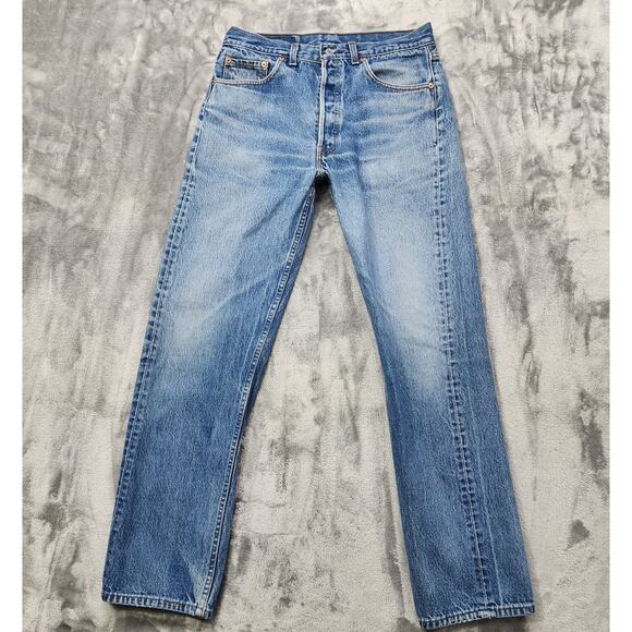 Vintage Levi's 501 Jeans Mens W30* L30.5* Blue Distressed Button Fly Straight - Picture 1 of 16
